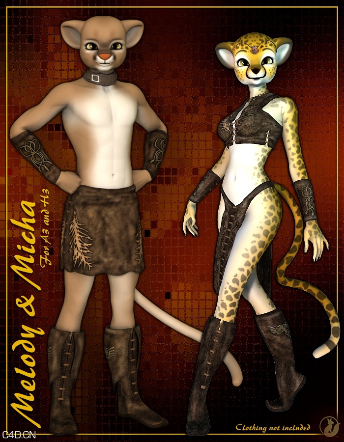 卡通猫夫妇3D模型 Melody and Micah Bundle