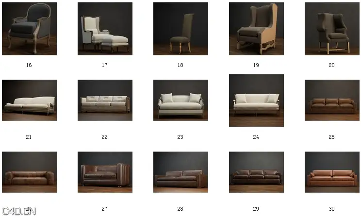 沙发/椅子3D模型 Boutique Sofa Chair Series Vol.01 - C4D之家 - df31027_19.jpg