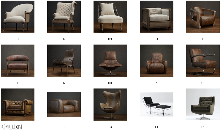 沙发/椅子3D模型 Boutique Sofa Chair Series Vol.01 - C4D之家 - sdf23ghj.jpg