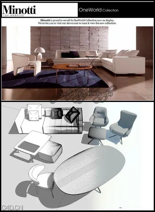 时尚室内家具3D模型 OneWorld Collection – Furniture Minotti