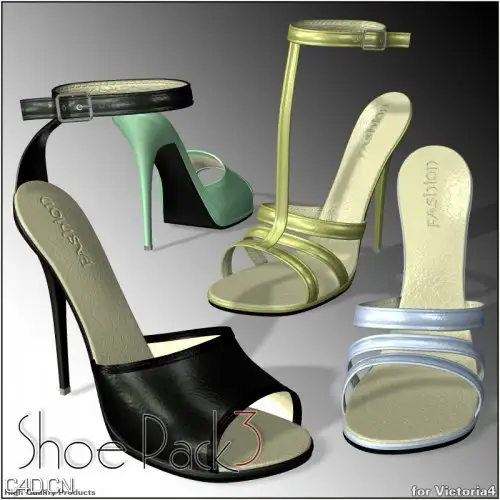 凉托鞋POSER模型 Renderosity Daz3D/Poser – Shoe Pack3 for V4