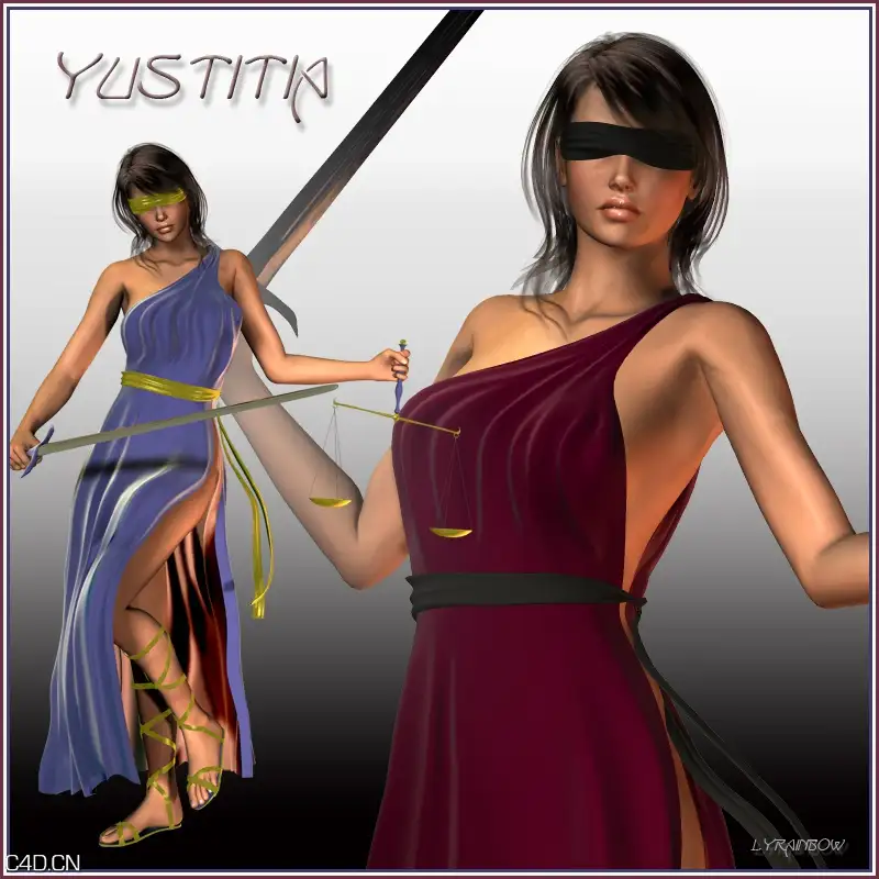 长裙拿剑的女人poser模型 Renderosity Daz/poser – Yustitia for V4