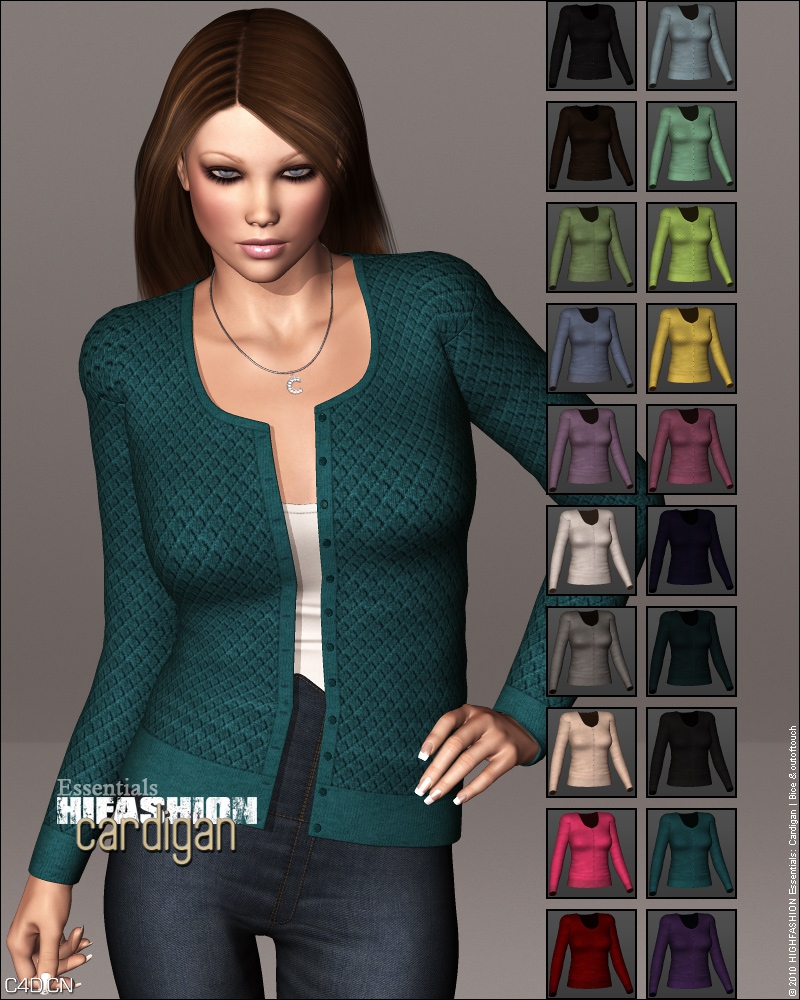 女性服装poser模型 HIGHFASHION Essentials: Cardigan for V4/A4/G4