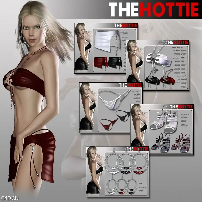 性感女性poser模型 Renderosity Daz/Poser – The Hottie for V4/A4/G4/PBIV