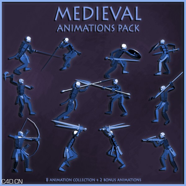 中世纪动画包（max | bip | fbx）Mr Necturus – Medieval Animations Pack