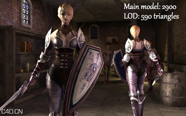 皇家女战士动画人物3D模型