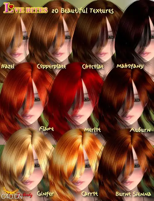 美女头发poser模型 Daz3D Love Bites for Radiant Jaguar Hair