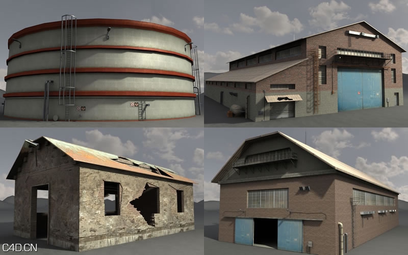工厂厂房3D模型合集 Dexsoft: Industrial 1. model pack - C4D之家 - industrial1-1.jpg