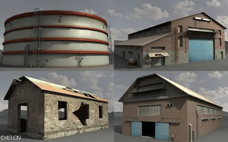 工厂厂房3D模型合集 Dexsoft: Industrial 1. model pack