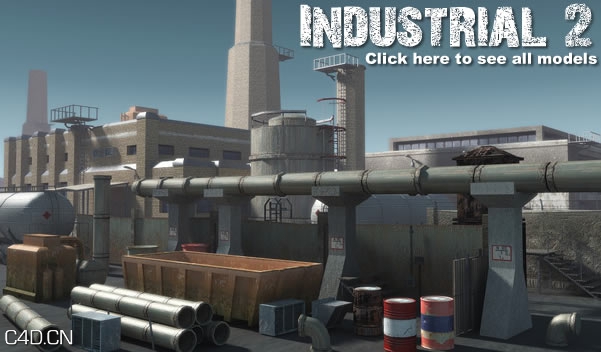 企业厂区厂房3D模型合集 Dexsoft: Industrial 2. model pack - C4D之家 - industrial2_banner.jpg