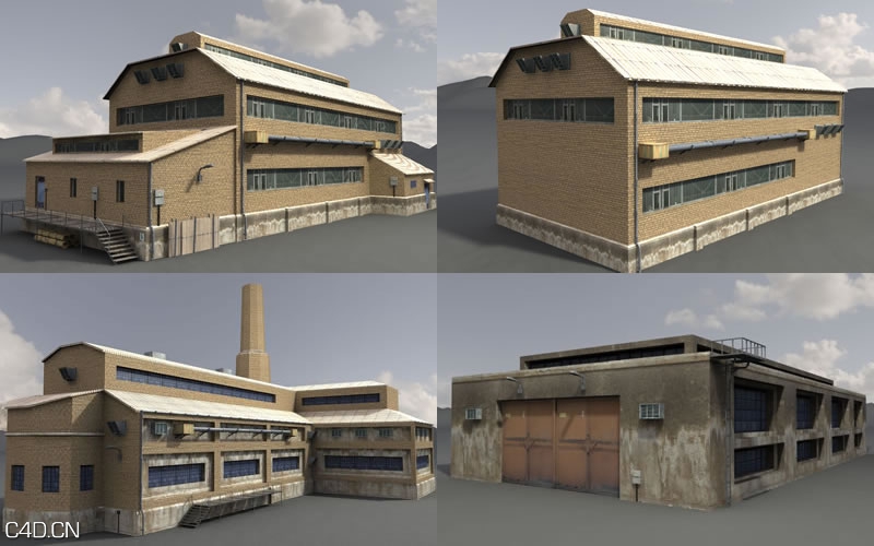 企业厂区厂房3D模型合集 Dexsoft: Industrial 2. model pack