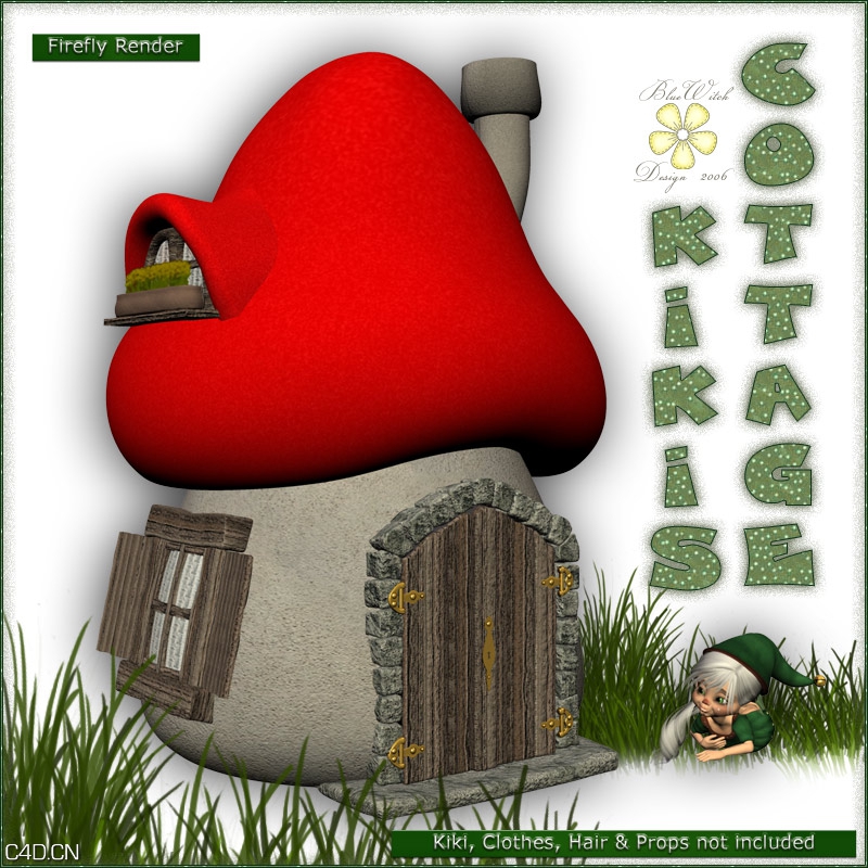 游戏模型-蘑菇房子poser模型 Renderosity Daz/Poser Kikis Cottage