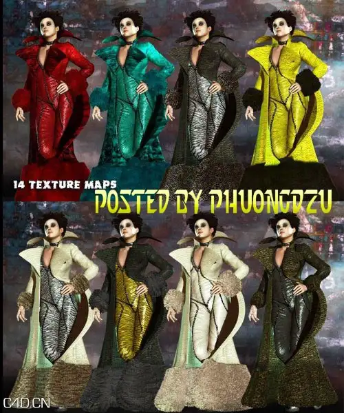时装秀poser模型 Renderosity Amazing Coat for V4