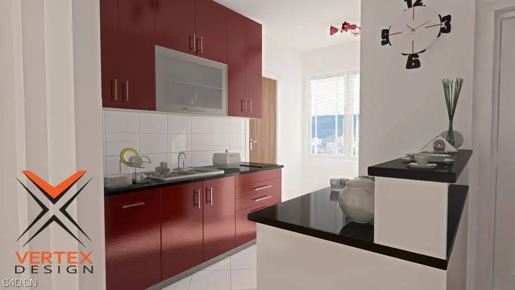 厨房3D模型 3docean: Kitchen Design Ready for Rendering