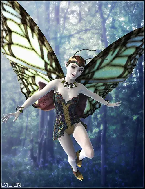 蝴蝶美人poser模型 Daz3D Earth-en-Wear for Faerie Mine