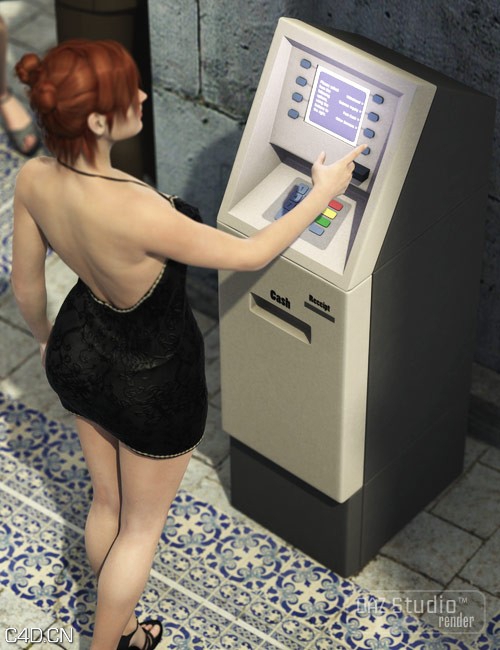 取款的女人poser模型 Daz3D Automatic Teller Machine