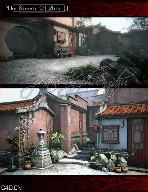 中式建筑院落poser模型 Daz3D The Streets Of Asia 2