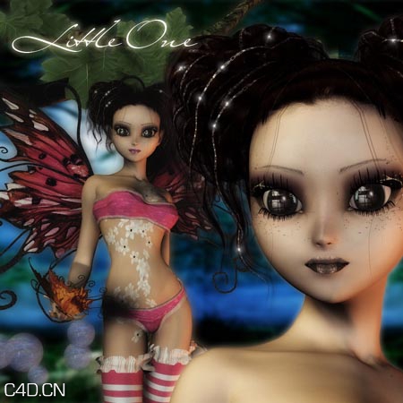 游戏人物：蝴蝶美女poser模型 Renderosity Little One