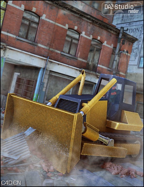 推土机poser模型 Daz3D Bulldozer