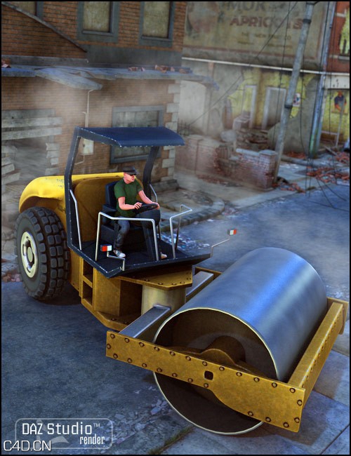 压路机poser模型Daz3D Road Roller