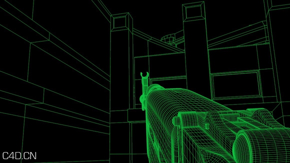 C4D线框虚拟漫游 First Person Video Game Style Animation In Cinema 4D