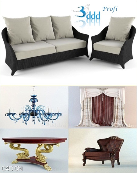 室内家具3D模型合集（窗帘、沙发、楼梯）PROFI 3D Models Complete Collection - C4D之家 - 00297adc.jpeg