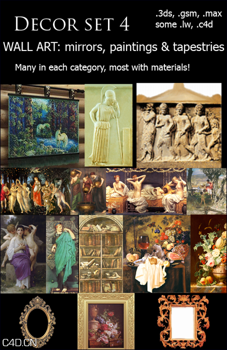 墙艺 镜子 绘画 挂毯3D模型合集 Wall Art – Mirrors, Paintings & Tapestries - C4D之家 - c2dd19084de129f70b26725c07dd55b0.png