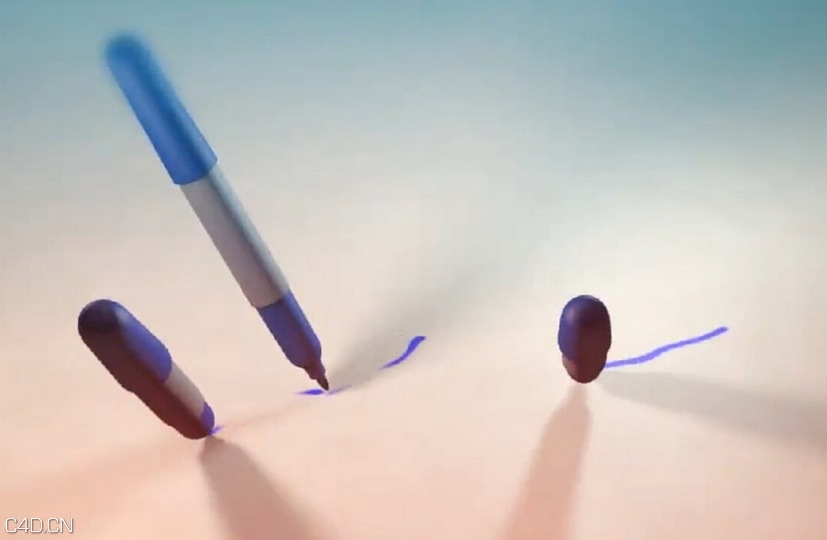 c4d圆珠笔写字划线视频教程 Cinema 4D tutorial Write text with the marker