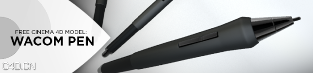 数位板手写笔C4D模型 Cinema 4D Wacom Pen Model - C4D之家 - wacom-pen.png