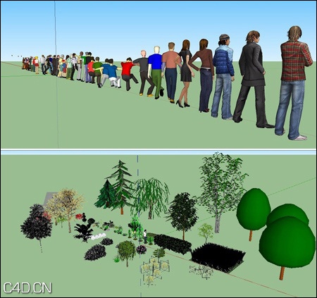 SU人物/植物模型合集 Sketchup 3D People and Vegetation Collections