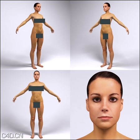 高精度女性人体3D模型 Janna Digital Double from IR-MODELS MAX 2009 Mental Ray