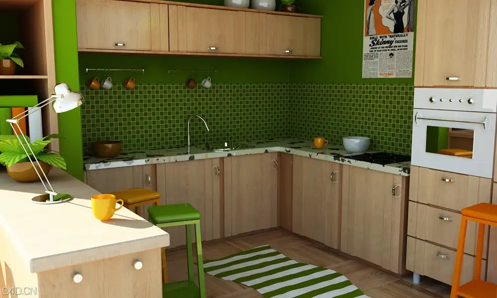 Cinema 4D and VRay厨房模型 - C4D之家 - Cinema 4D and VRay