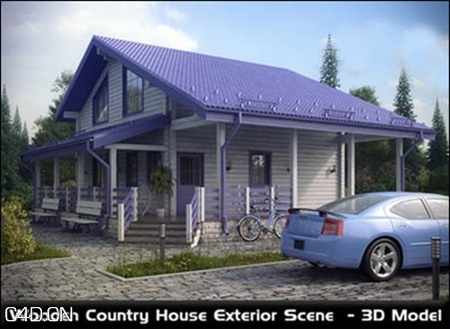 木制别墅外景3D模型（MAX）Wooden Country House Exterior Scene - C4D之家 - 475356b9626d4c82dc7e98232b49e76a.jpeg