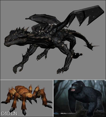 unity模型-龙，蜘蛛，大猩猩：Dragon ,Spider , Gorilla