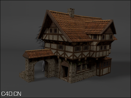 古建筑-酒家3D模型（c4d | obj） Medieval Hotel or House
