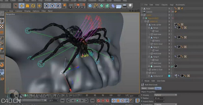 C4D巨型蜘蛛特效制作视频教程 Giant Spider Compositing in cinema 4d