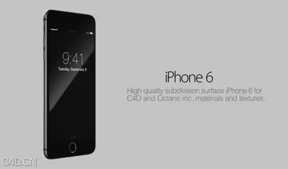iphone 6手机C4D模型（C4D/OBJ）iPhone 6 SCENE For C4D and Octane Render - C4D之家 - Free-Cinema-4D-Model-iPhone-6-1.jpg