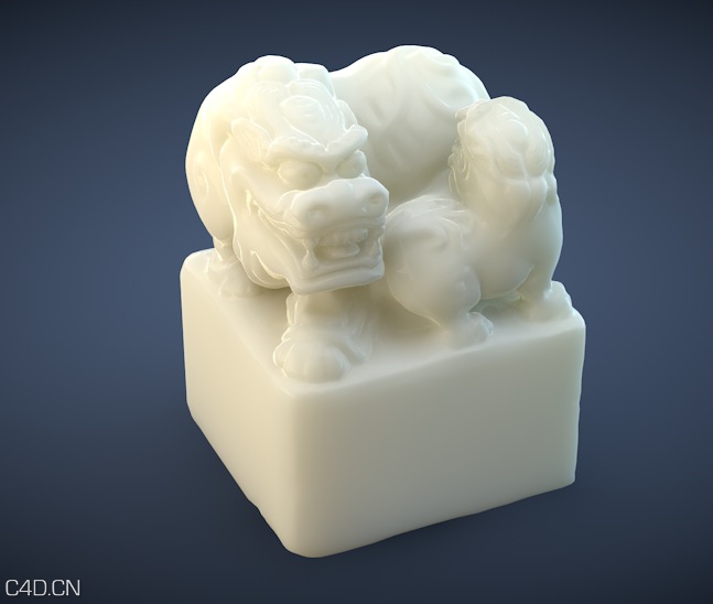 狮子印章3D模型（C4D/OBJ/MAX）Lion seal - C4D之家 - cinema4d_ 2014-10-08 19.38.17.jpg