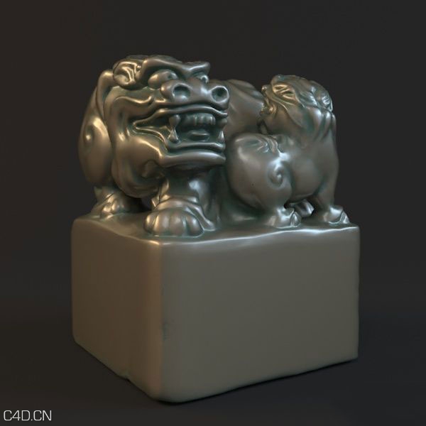狮子印章3D模型（C4D/OBJ/MAX）Lion seal - C4D之家 - 193358q46f5if6y454d052.jpg