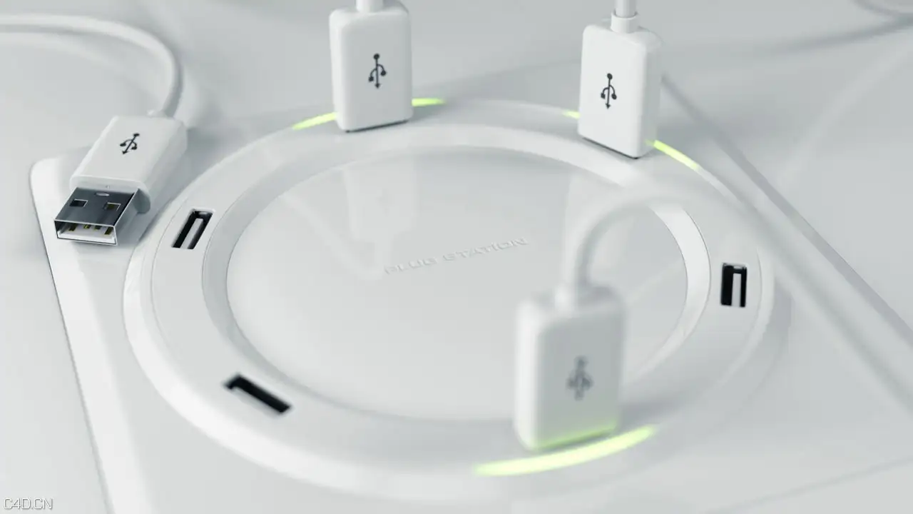 USB插口C4D渲染 PLUG STATION