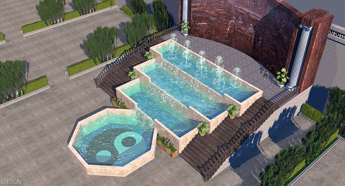 喷泉3D模型 Fountain for cinema4d