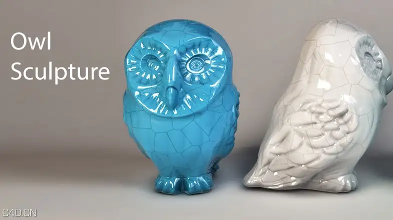 猫头鹰陶瓷摆件3D模型 vudumotion owl sculture - C4D之家 - free_owl_sculpture_vudumotion_feat.jpg
