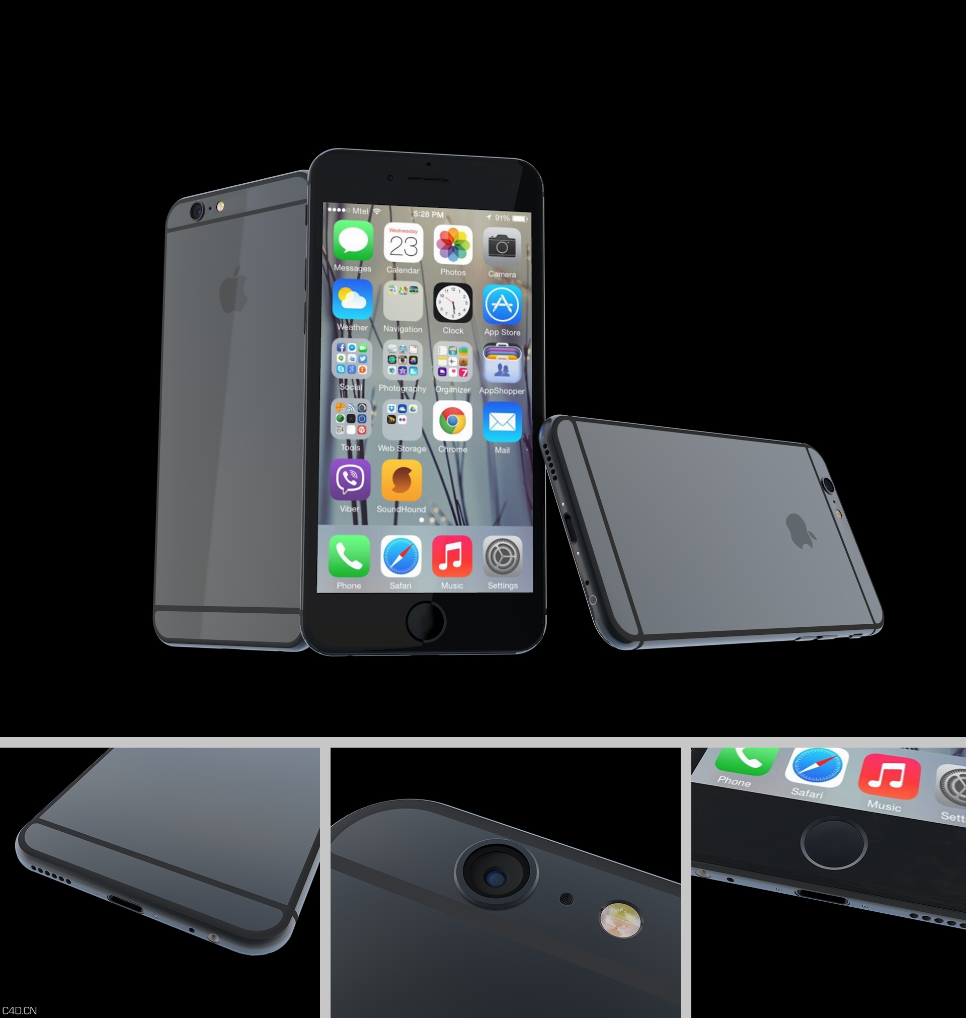 苹果IPhone6手机模型 - C4D之家 - 预览图