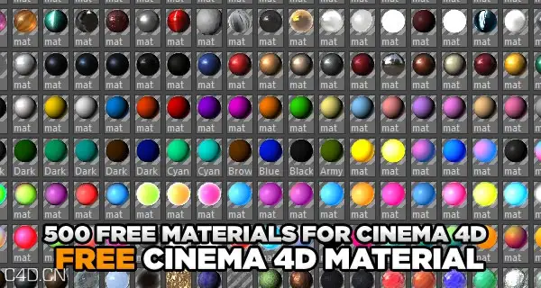 2014新版500个C4Dfree材质合集 500 FREE MATERIALS FOR CINEMA 4D - C4D之家 - mat2a-600x250.jpg