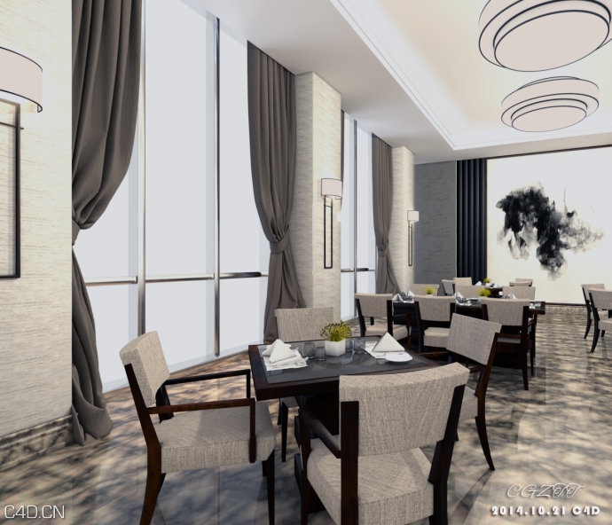 C4D室内模型：西餐厅 Western restaurant for cinema 4d r15 - C4D之家 - 004lDdDlzy6MZJ4ACYP13&amp;690.jpg