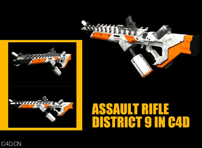 C4D突击步枪制作视频教程 Assault Rifle – District 9 in c4d