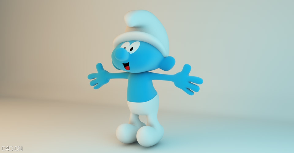 卡通角色人物：蓝色小精灵C4D模型 Blue elves 3d models - C4D之家 - schtroumpf2.jpg