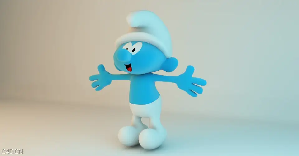 卡通角色人物：蓝色小精灵C4D模型 Blue elves 3d models - C4D之家 - schtroumpf2.jpg