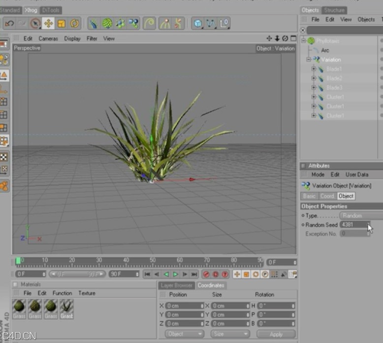 C4D使用Xfrog制作绿色植物：Modeling grass with Xfrog4