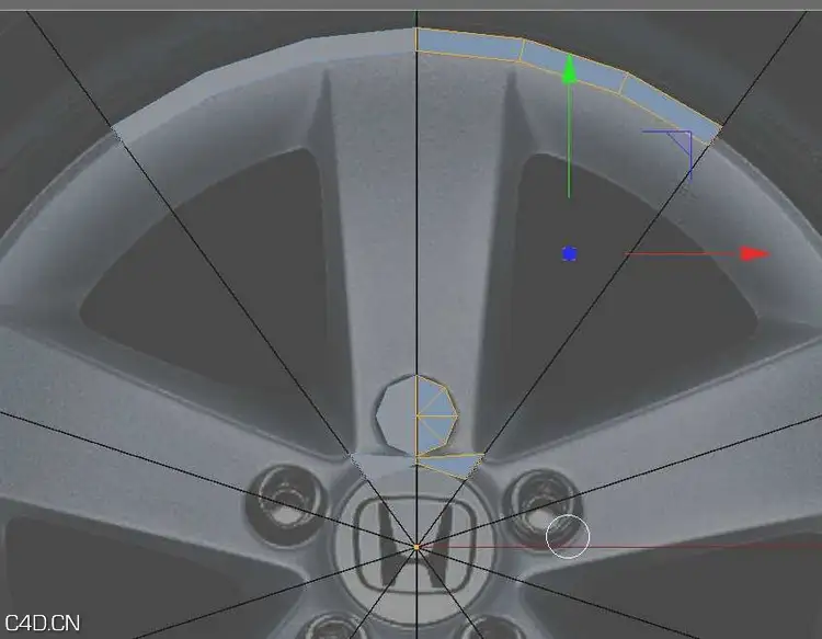 数字人C4D多边形建模课堂之七：轿车建模之一轮毂制作（2)轮毂十分之一制作